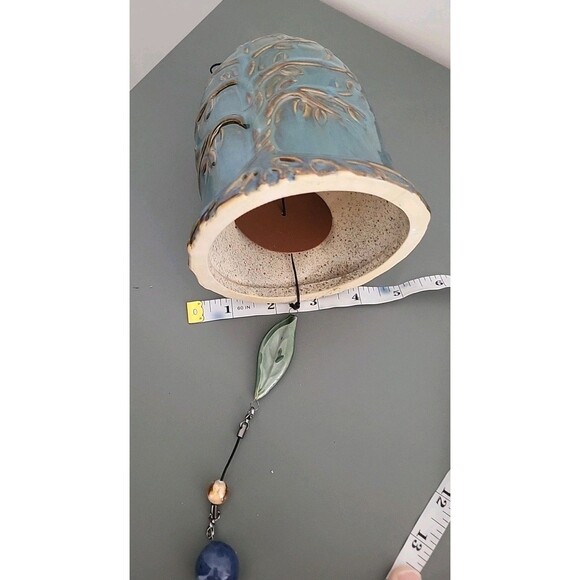 Tree of Life Ceramic Pottery Blue Whispering Bell Wind Chime NIB - Picture 13 of 15